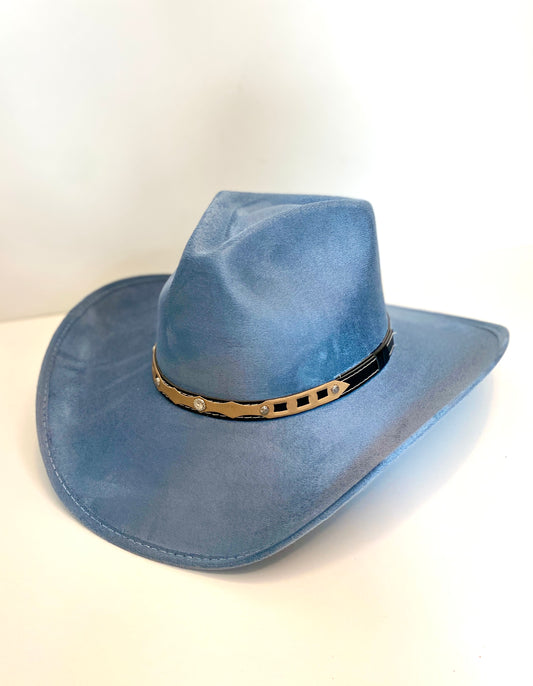 Santa Fe Vegan Suede Cowboy Rancher Hat- Peacock Blue