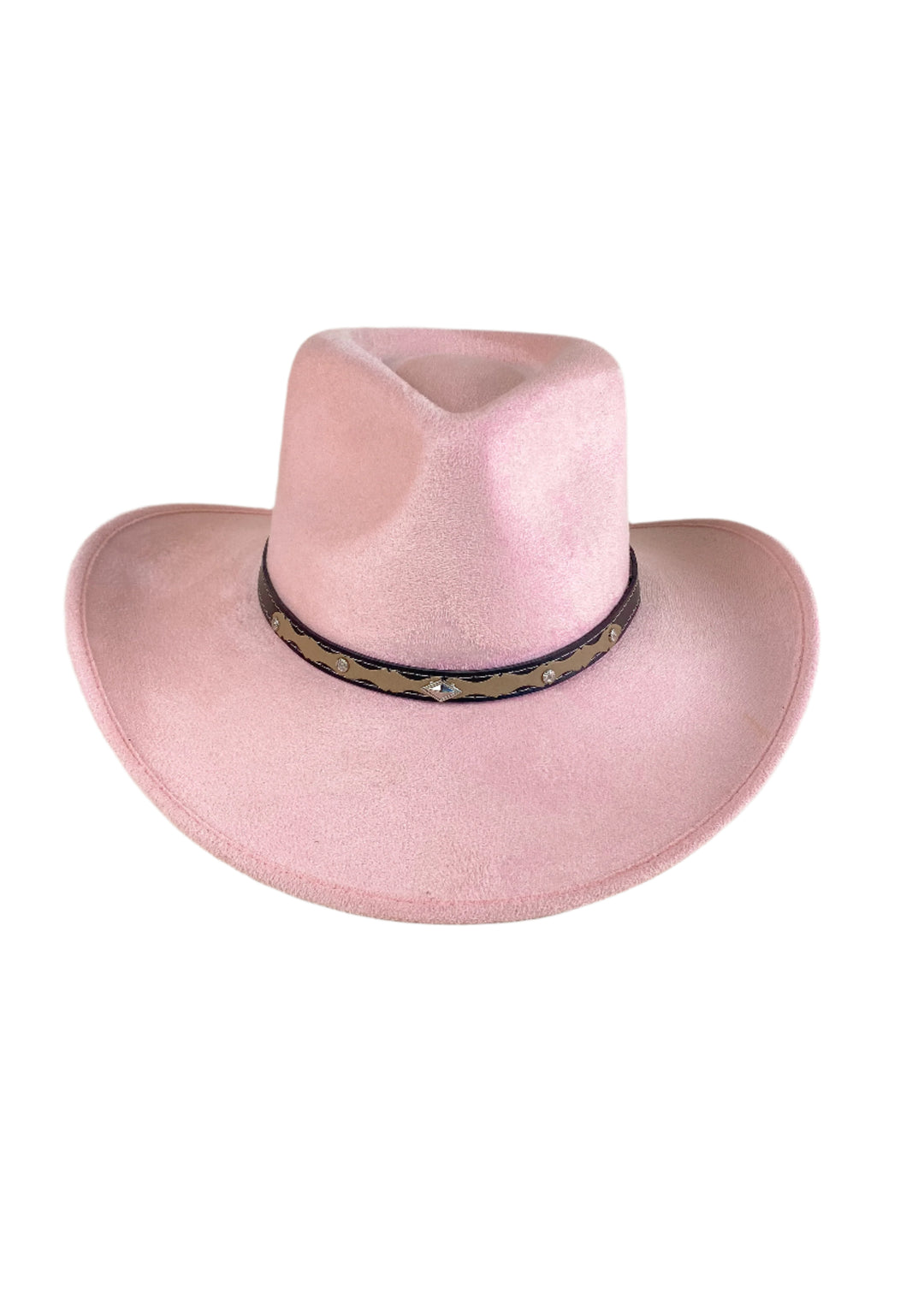 Santa Fe Vegan Suede Cowboy Rancher Hat- Blush Pink