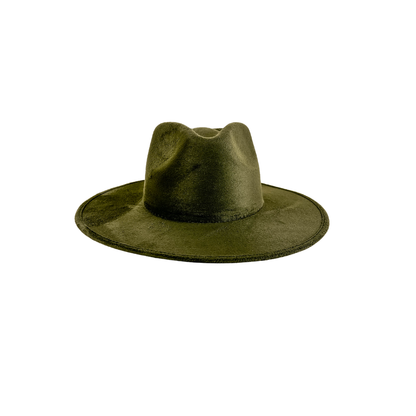 Vegan Suede Rancher Hat - Olive Green