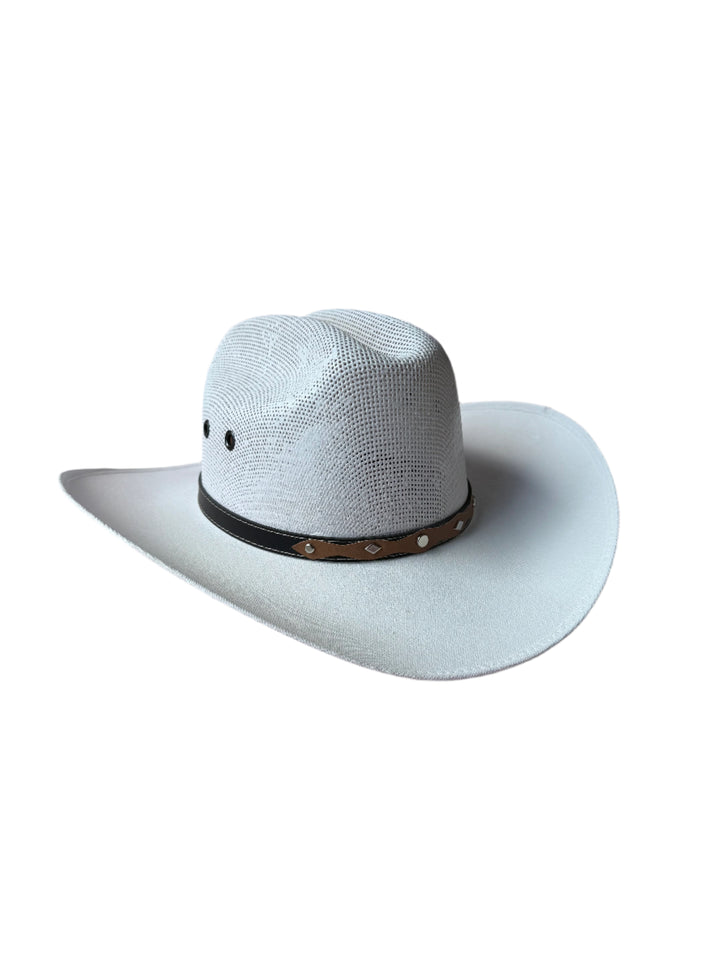 Luckenbach Mesh Top Structured Cowboy Hat - White