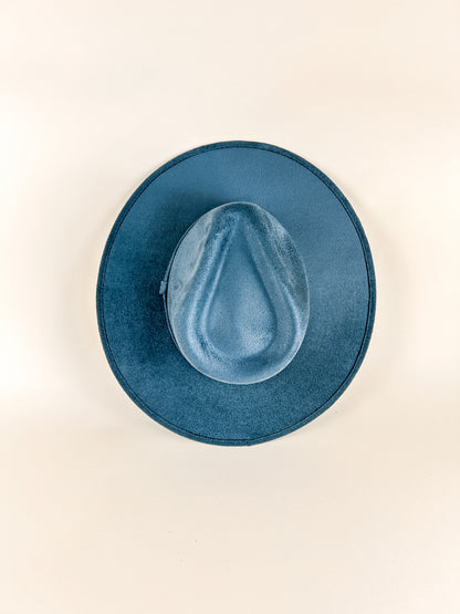 Vegan Suede Rancher Hat - Peacock Blue