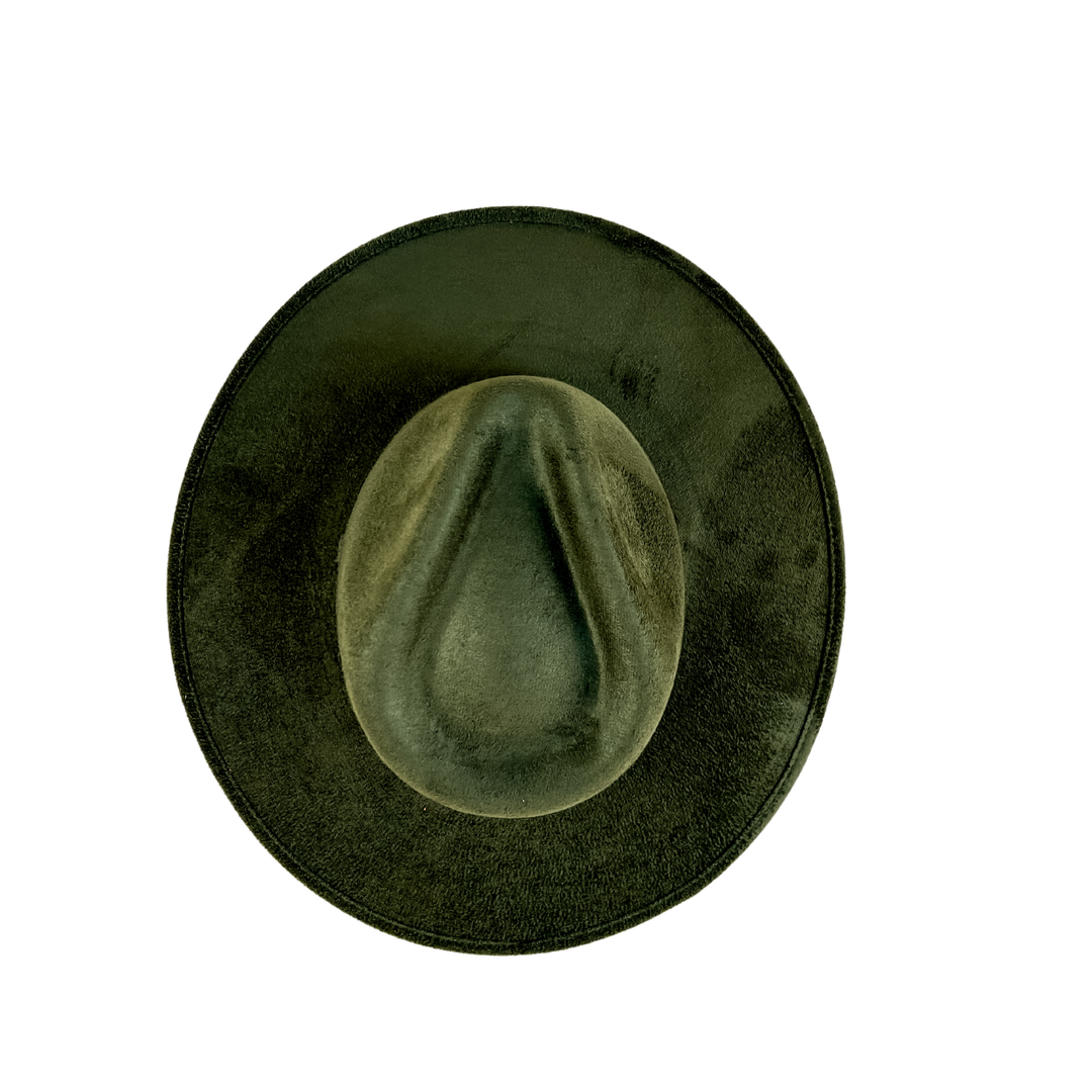 Vegan Suede Rancher Hat Olive Green