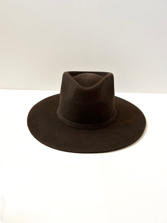 Emery Merino Wool Teardrop Rancher Hat - Dark Brown