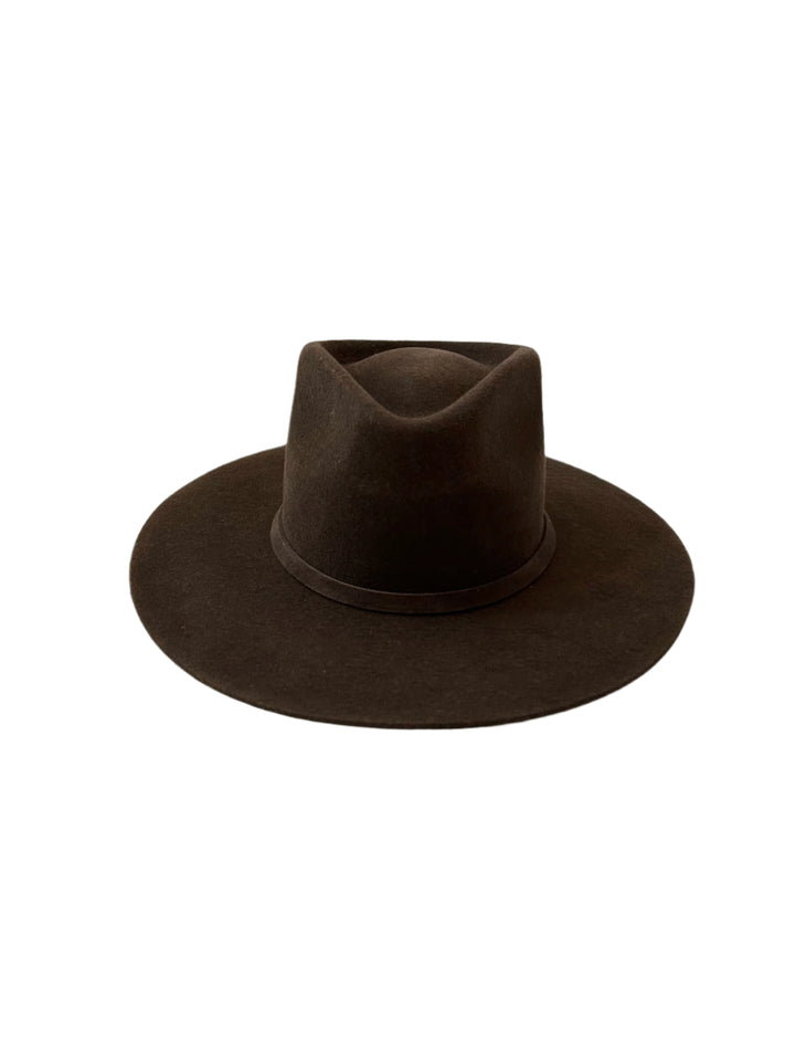 Emery Merino Wool Teardrop Rancher Hat - Dark Brown