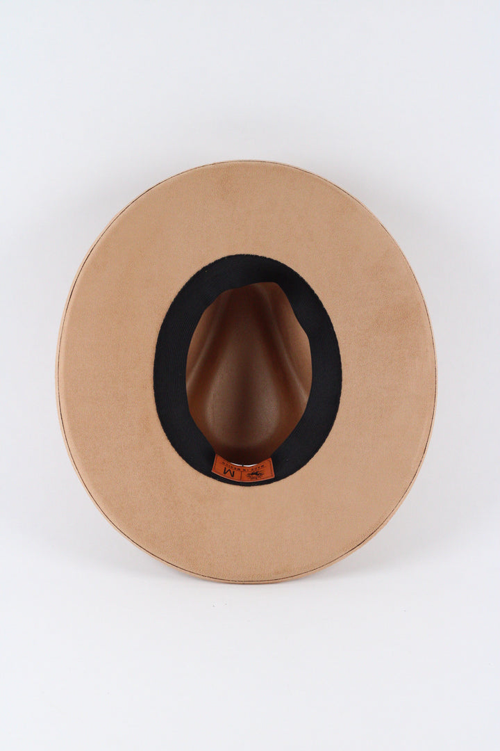 Vegan Suede Rancher Hat - Pencil Brim - Cappuccino