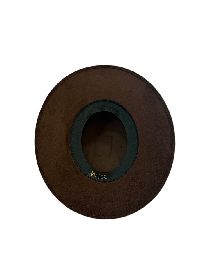 Vegan Suede Flat Top Hat-  Chocolate