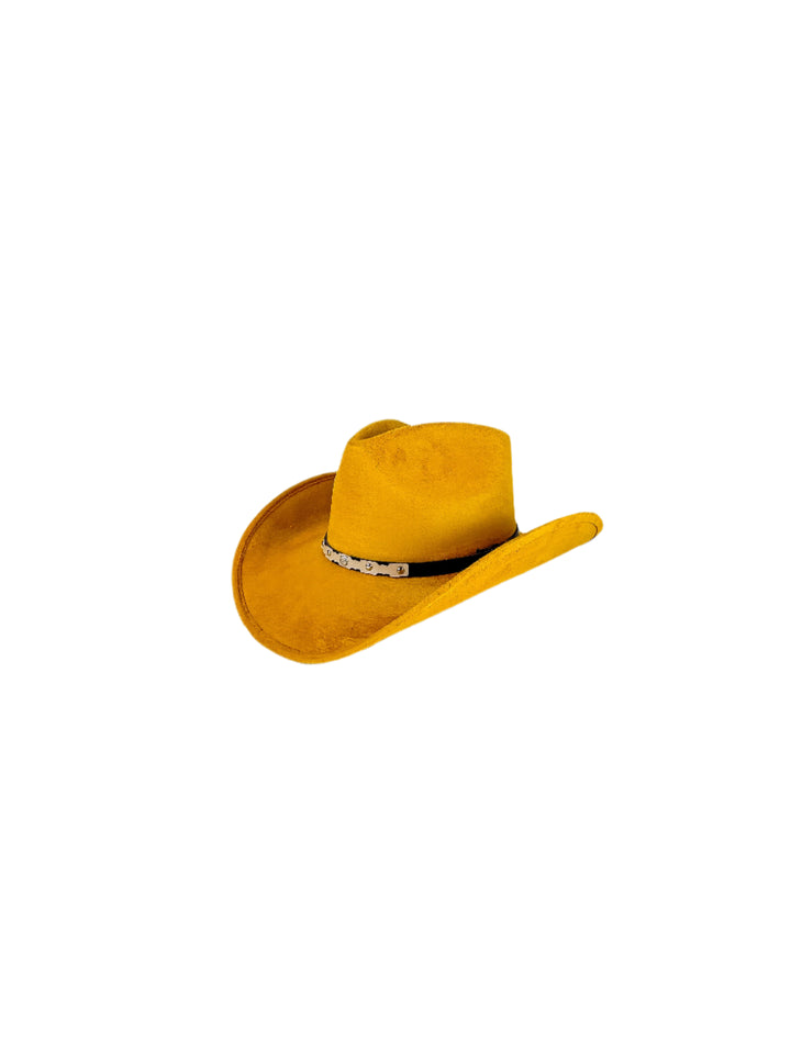 Santa Fe Vegan Suede Cowboy Rancher Hat- Mustard