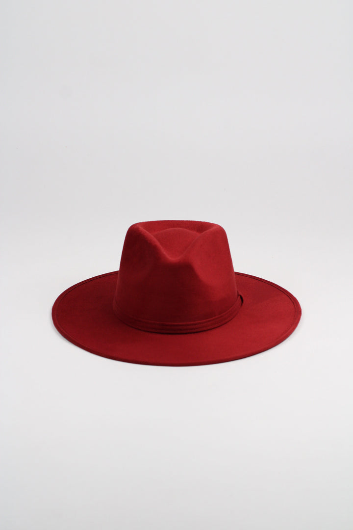 Vegan Suede Rancher Hat - Burgundy