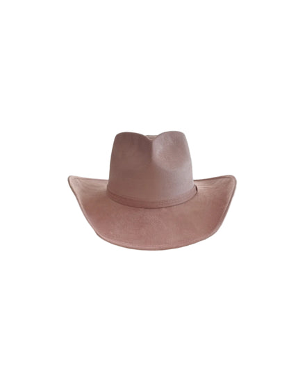 Vegan Suede Heart Shaped Cowboy Hat- Pale Dusty Rose