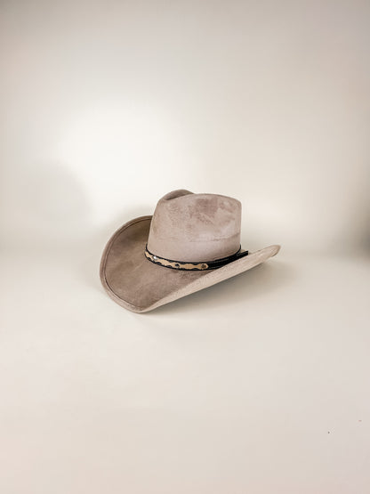 Santa Fe Vegan Suede Cowboy Rancher Hat- Sand