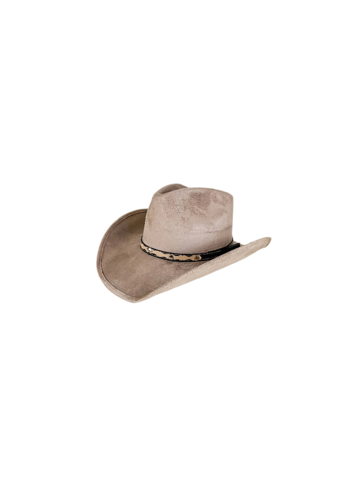 Santa Fe Vegan Suede Cowboy Rancher Hat- Sand