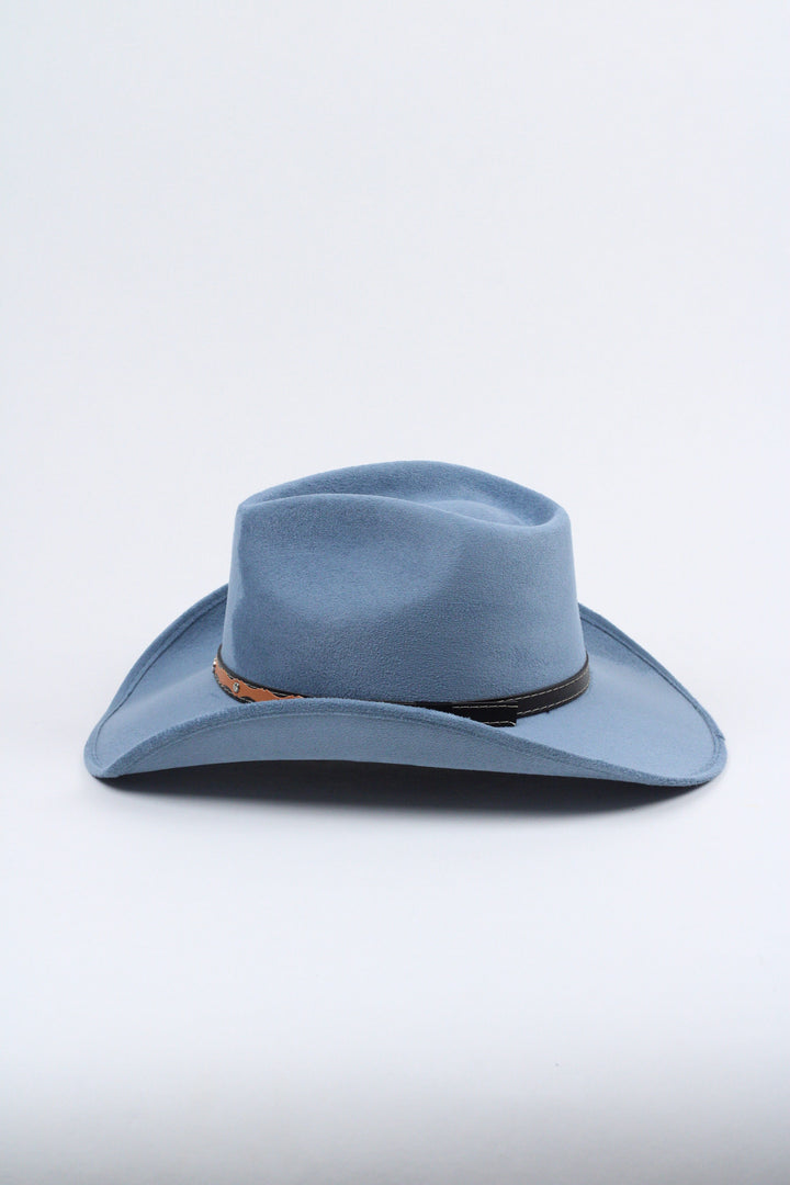 Santa Fe Vegan Suede Cowboy Rancher Hat- Steel Blue