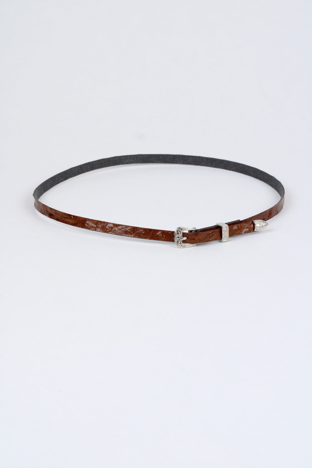 *Ostrich Print Leather Hat Band w/ Buckle