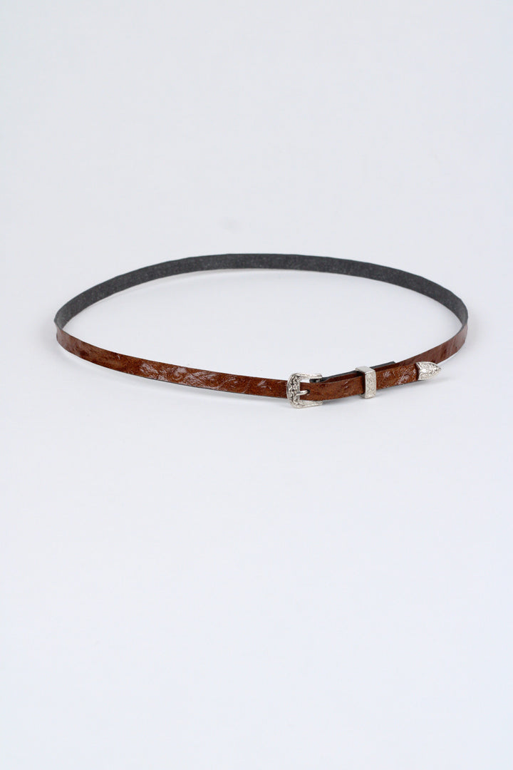 *Ostrich Print Leather Hat Band w/ Buckle