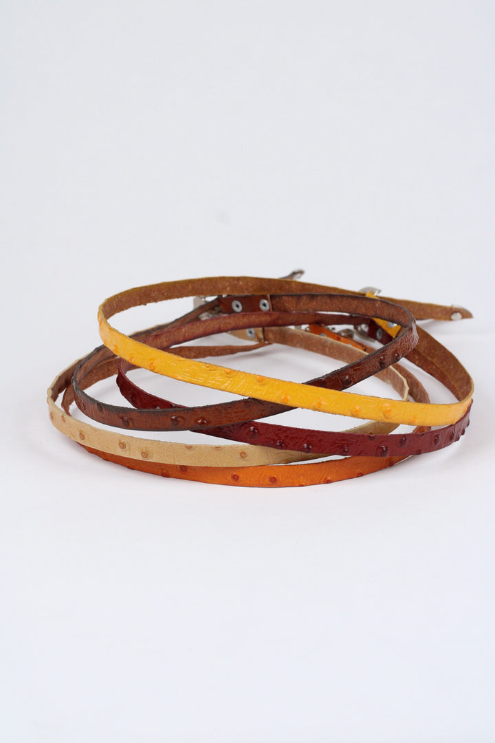 Ostrich Print Leather Hat Band w/Buckle Raw