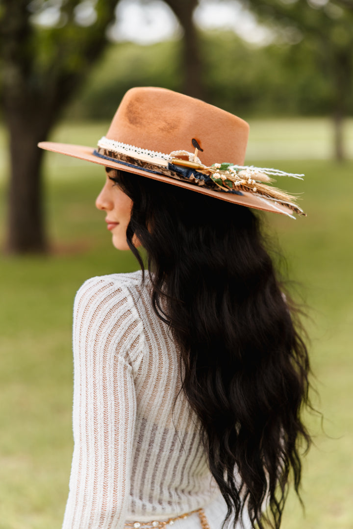 The Ella Rancher - Wool Felt - Tan Vintage Distressed