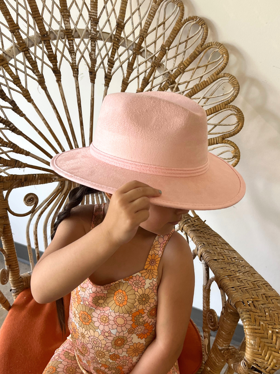 Kids Vegan Suede Hats - Blush Pink