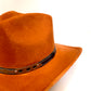 Santa Fe Vegan Suede Cowboy Rancher Hat- Orange