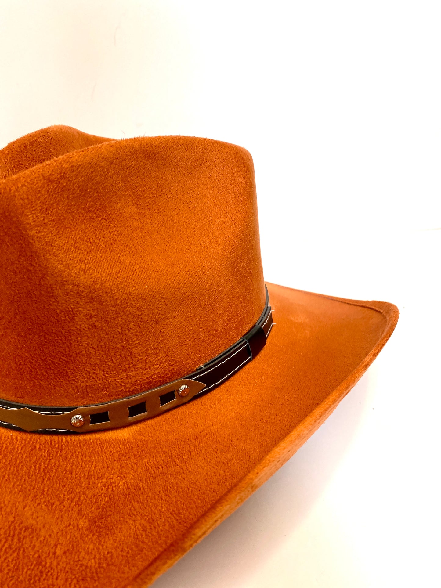 Santa Fe Vegan Suede Cowboy Rancher Hat- Orange