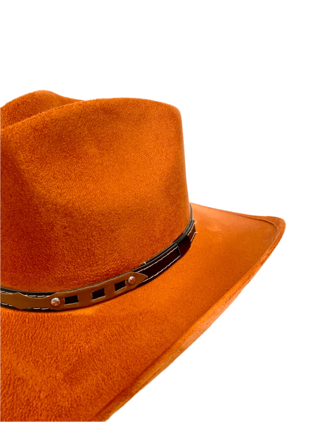 Santa Fe Vegan Suede Cowboy Rancher Hat- Orange