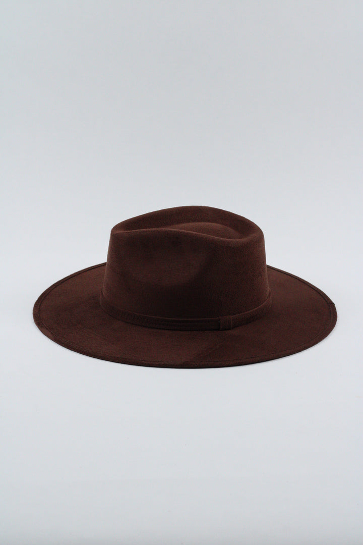 Vegan Suede Rancher Hat - Chocolate