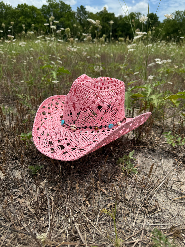 Bayside Rancher Raffia Hat - Pink