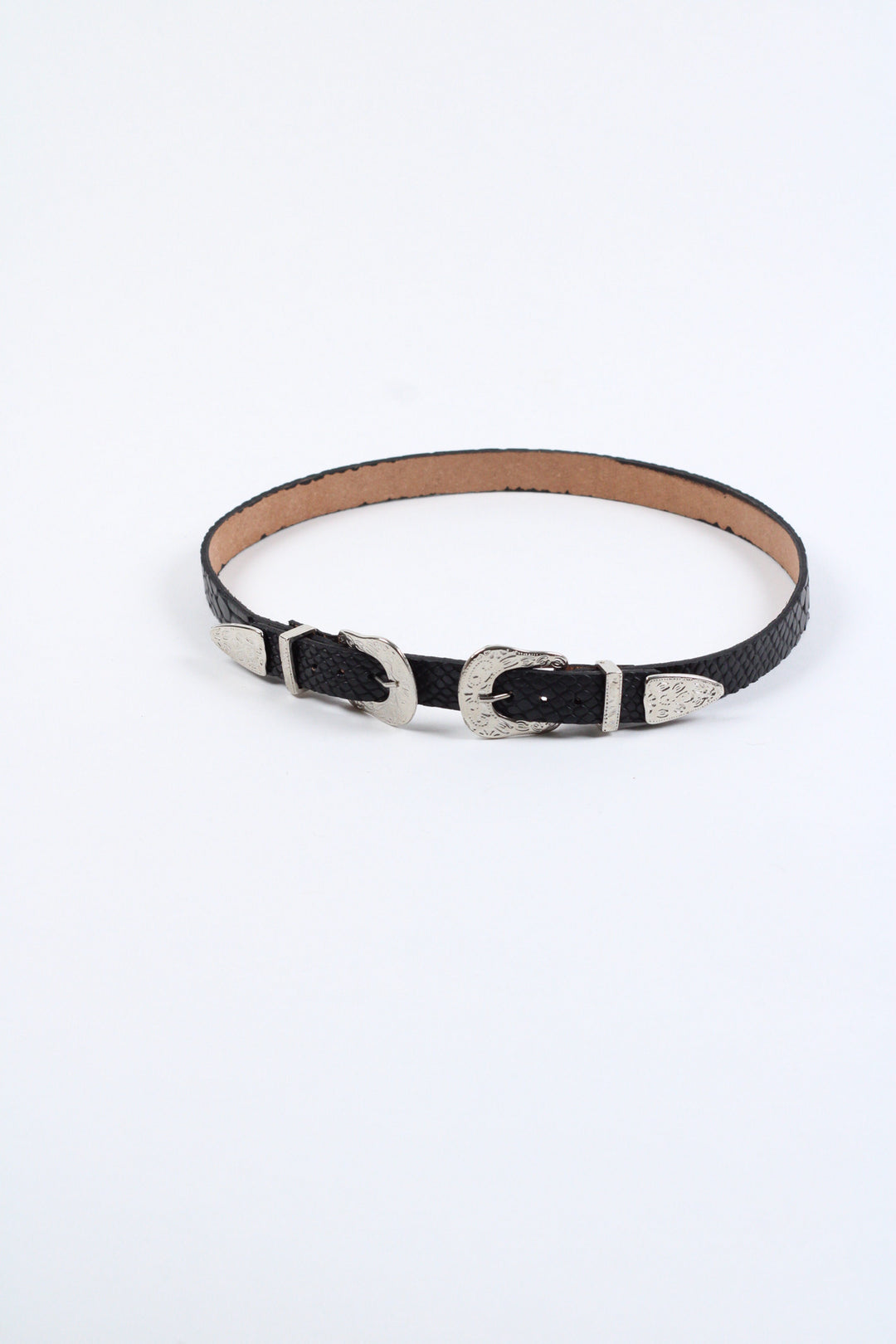 Double Buckle Leather Hat Band