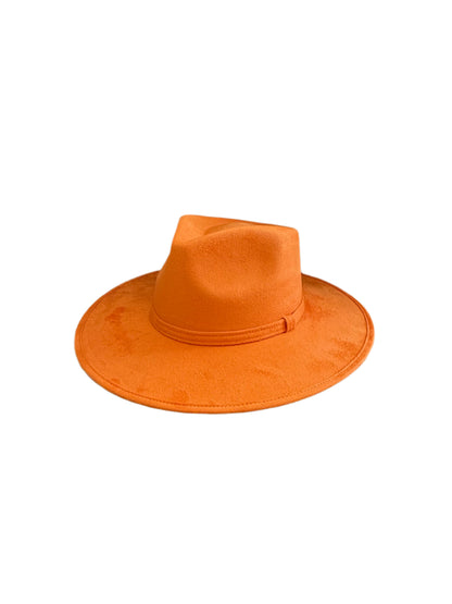 Vegan Suede Teardrop Hat - Bright Orange