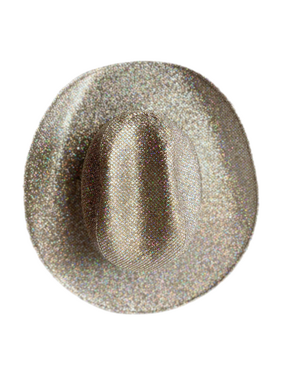 Western Cowboy Glitter Hat- Silver/Champagne