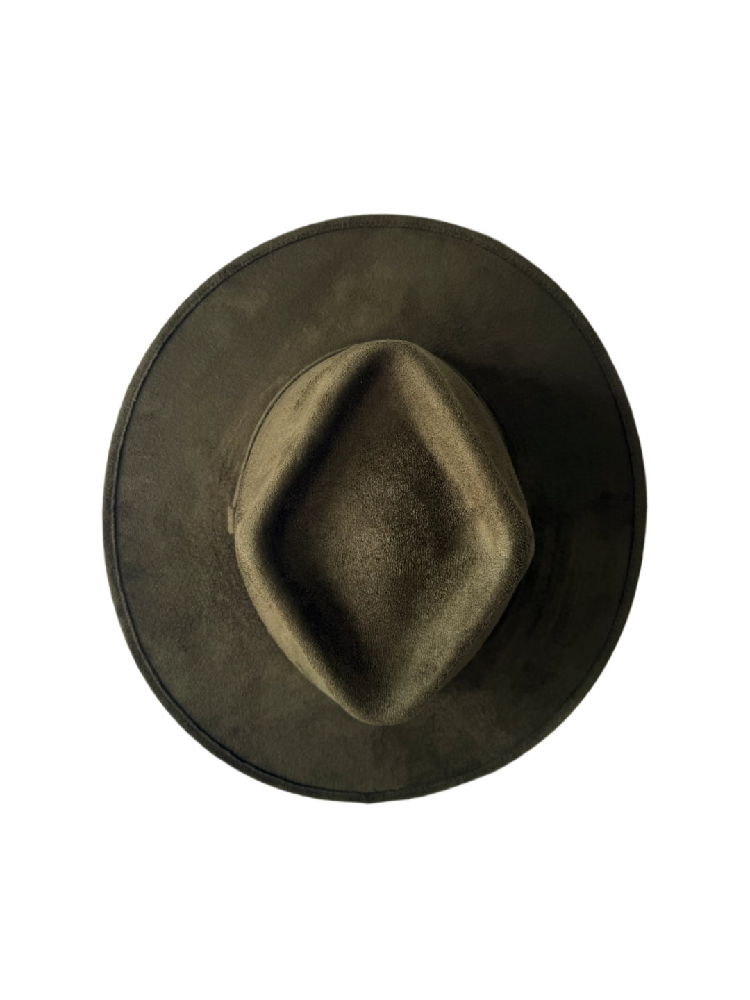 Vegan Suede Diamond Hat - Flat Brim - Olive