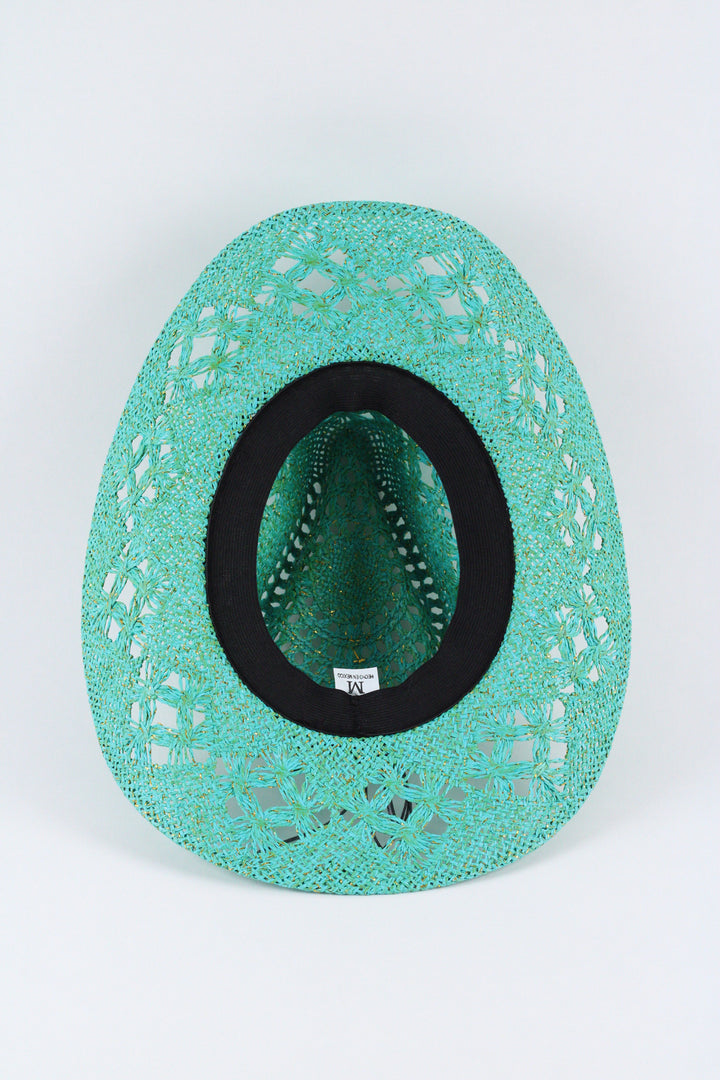 Bayside Rancher Raffia Hat - Aqua Green