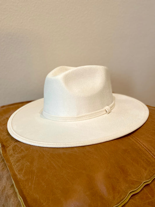 Vegan Suede Rancher Hat- White