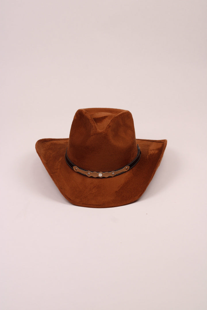 Santa Fe Vegan Suede Cowboy Rancher Hat- Caramel