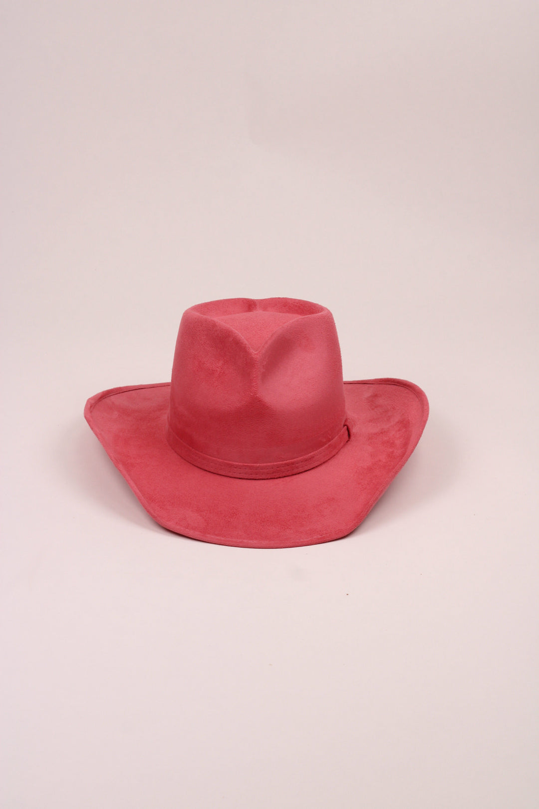 Vegan Suede Heart Shaped Cowboy Hat- Coral