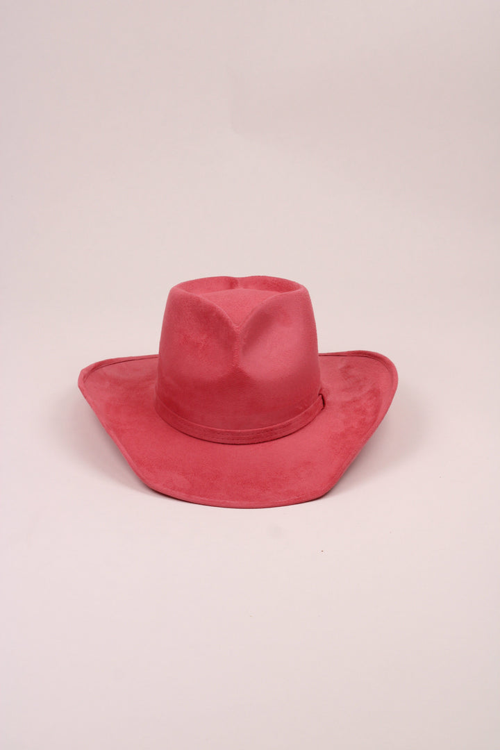 Vegan Suede Heart Shaped Cowboy Hat- Coral