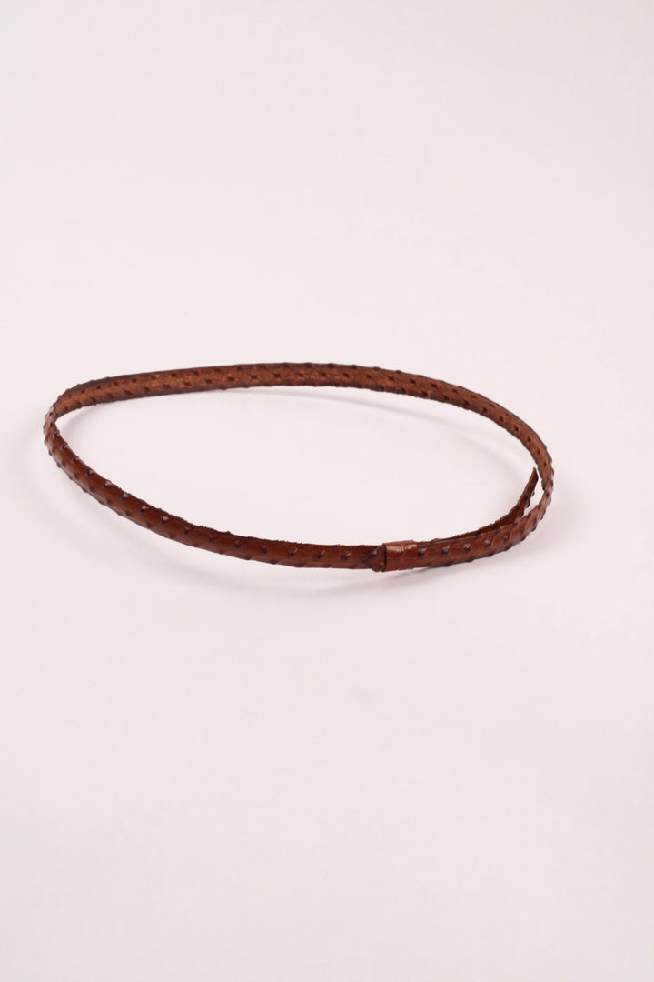Leather Ostrich Hat Band  / Caramel