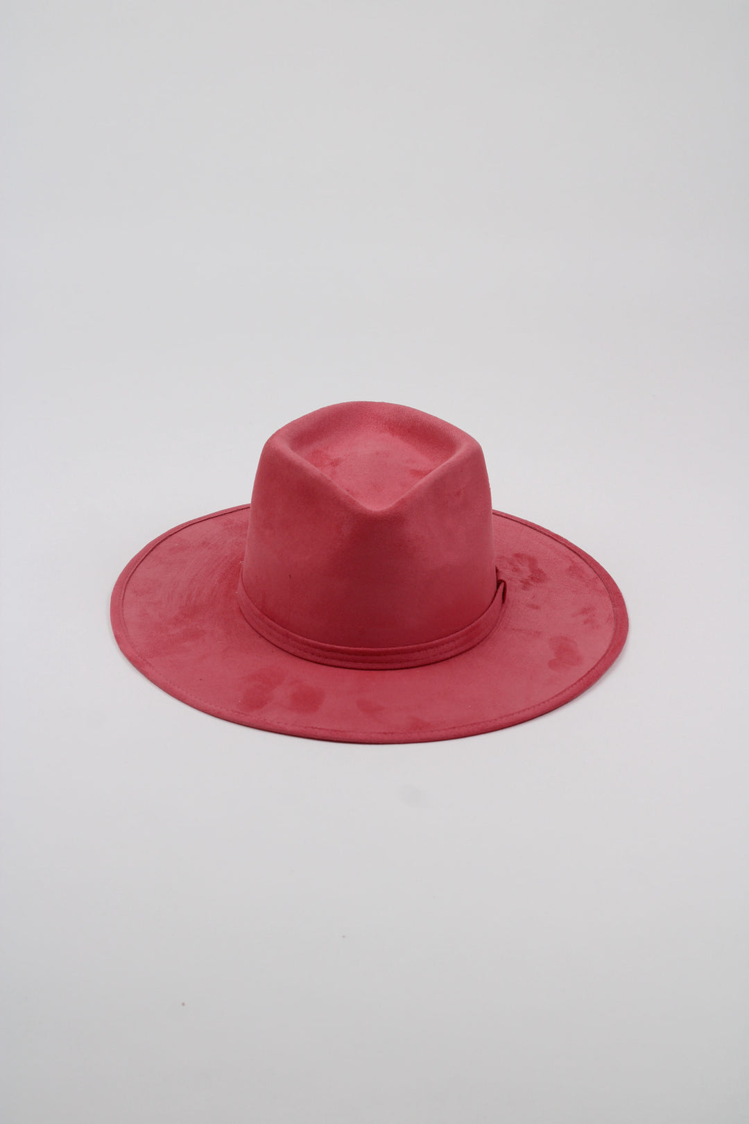 Vegan Suede Diamond Hat - Flat Brim - Coral Pink