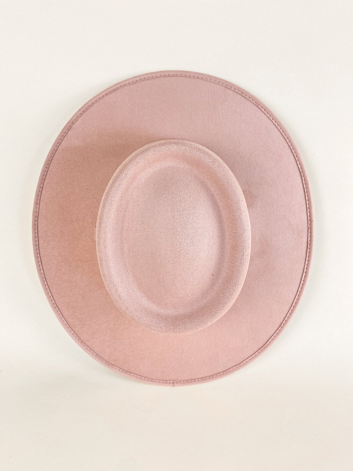 Vegan Suede Boater Hat- Pale Dusty Rose