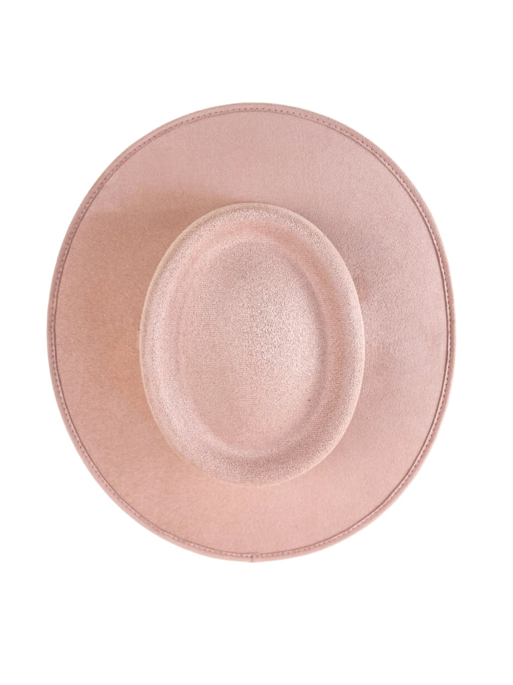 Vegan Suede Gambler Hat- Pale Dusty Rose