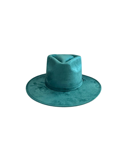 Vegan Suede Arrow Crown Hat- Hunter Green