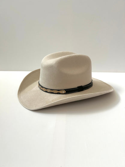 Kids Vegan Suede Austin Hat - Ivory