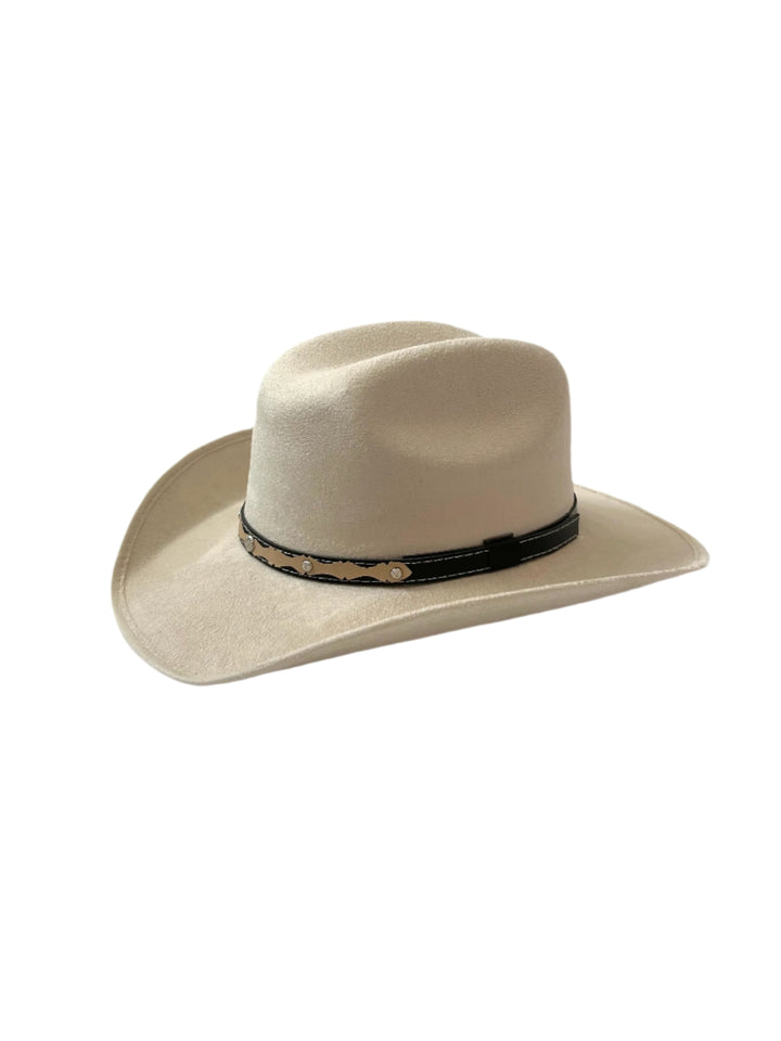 Kids Vegan Suede Austin Hat - Ivory