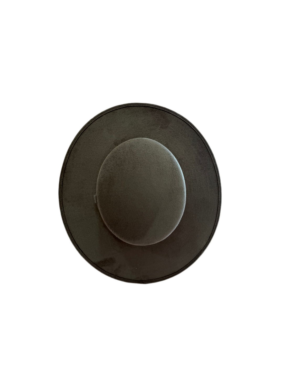 Vegan Suede Flat Top Hat-  Charcoal Grey