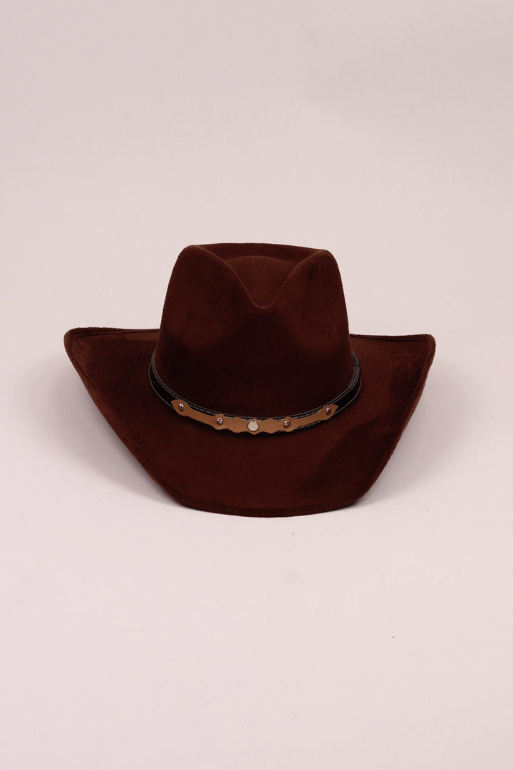 Santa Fe Vegan Suede Cowboy Rancher Hat- Chocolate Brown