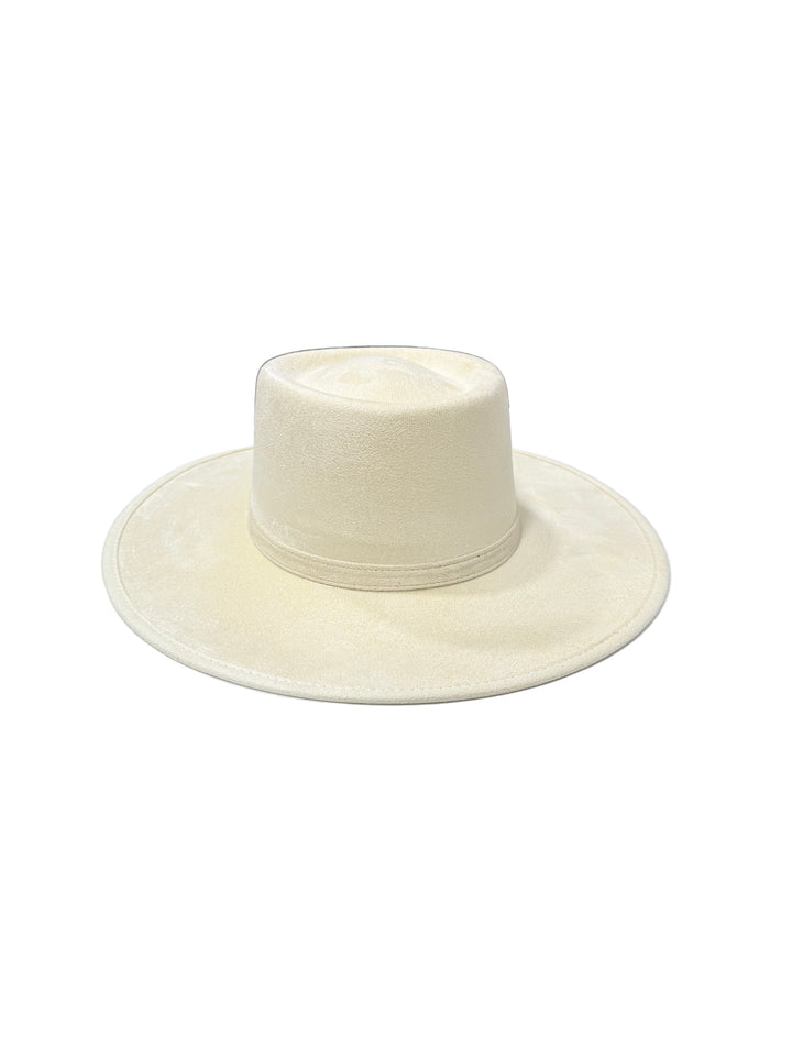 Vegan Suede Gambler Hat- Buttercream