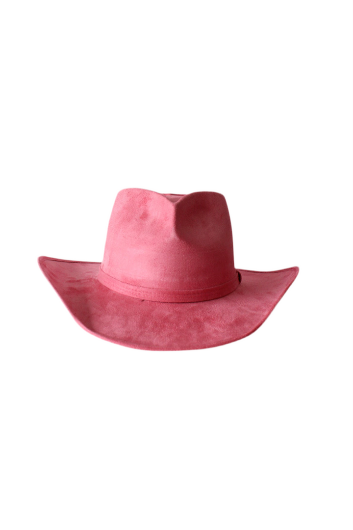 Vegan Suede Heart Shaped Cowboy Hat- Coral