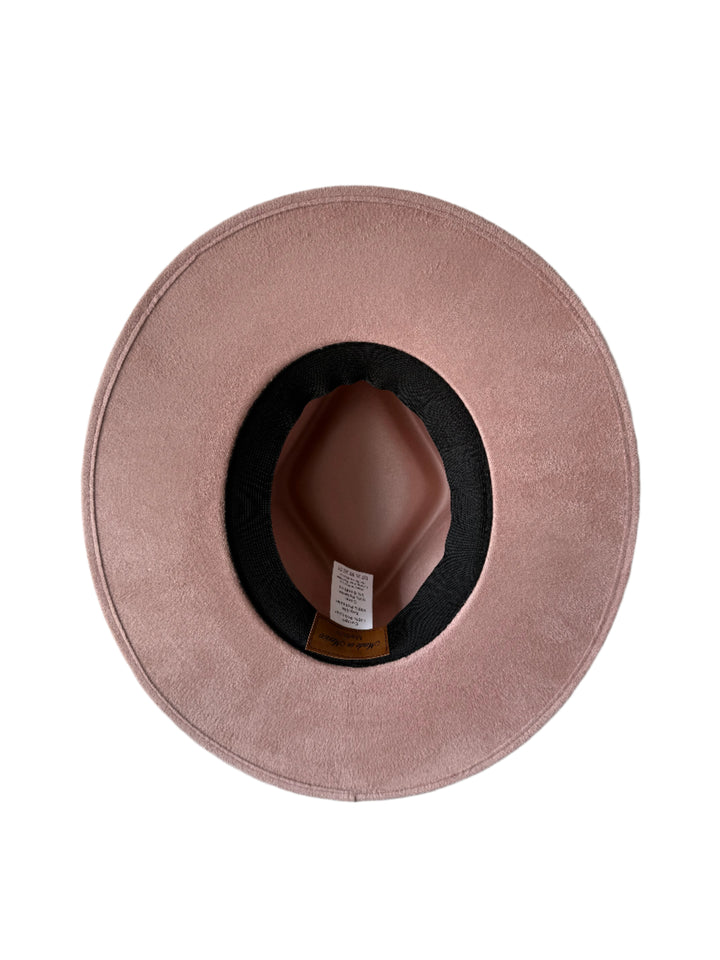 Vegan Suede Diamond Hat - Flat Brim - Pale Dusty Rose