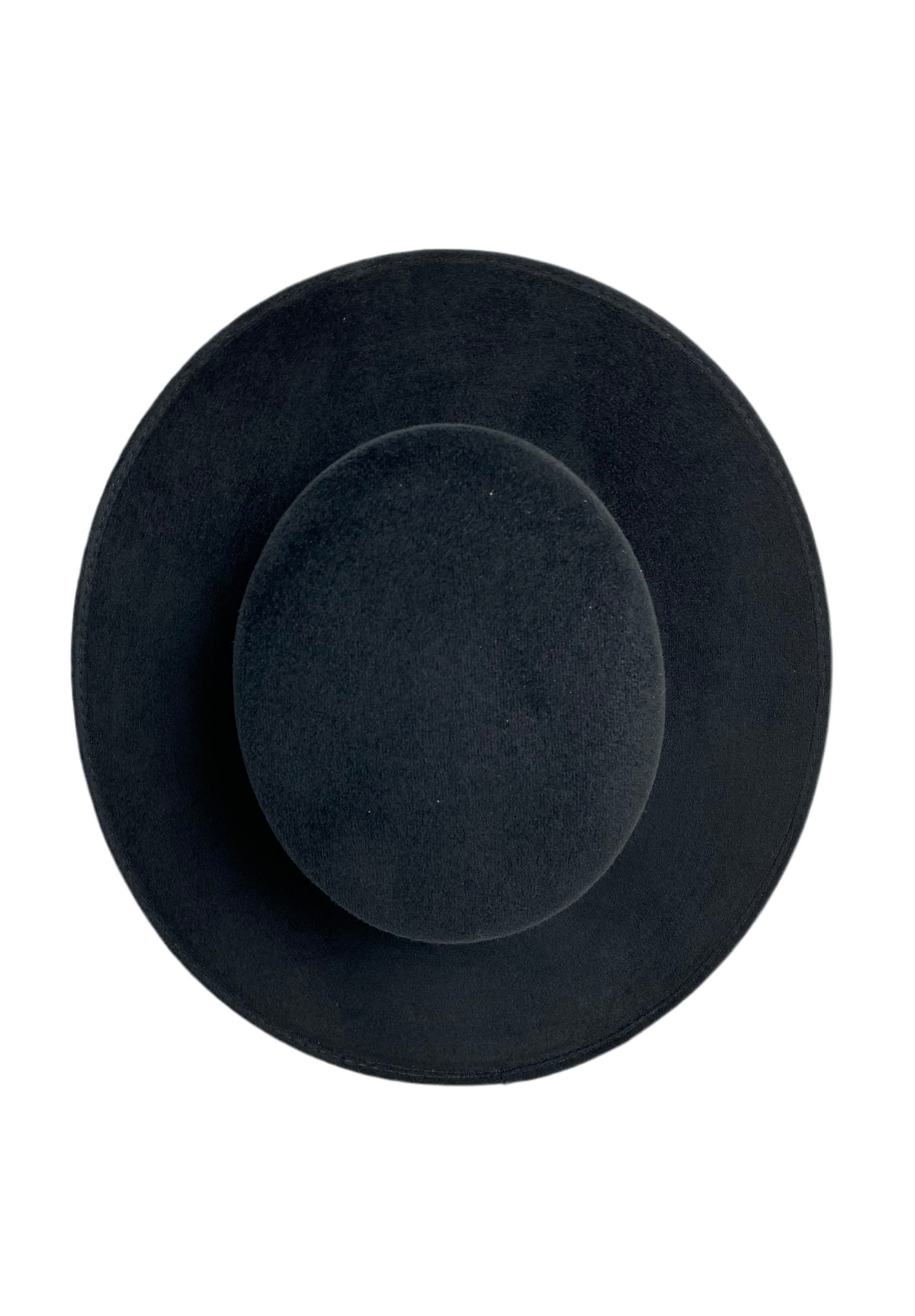 Vegan Suede Flat Top Hat- Black