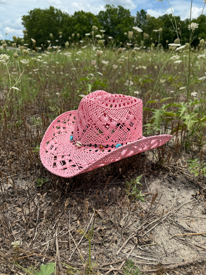 Bayside Rancher Raffia Hat - Pink