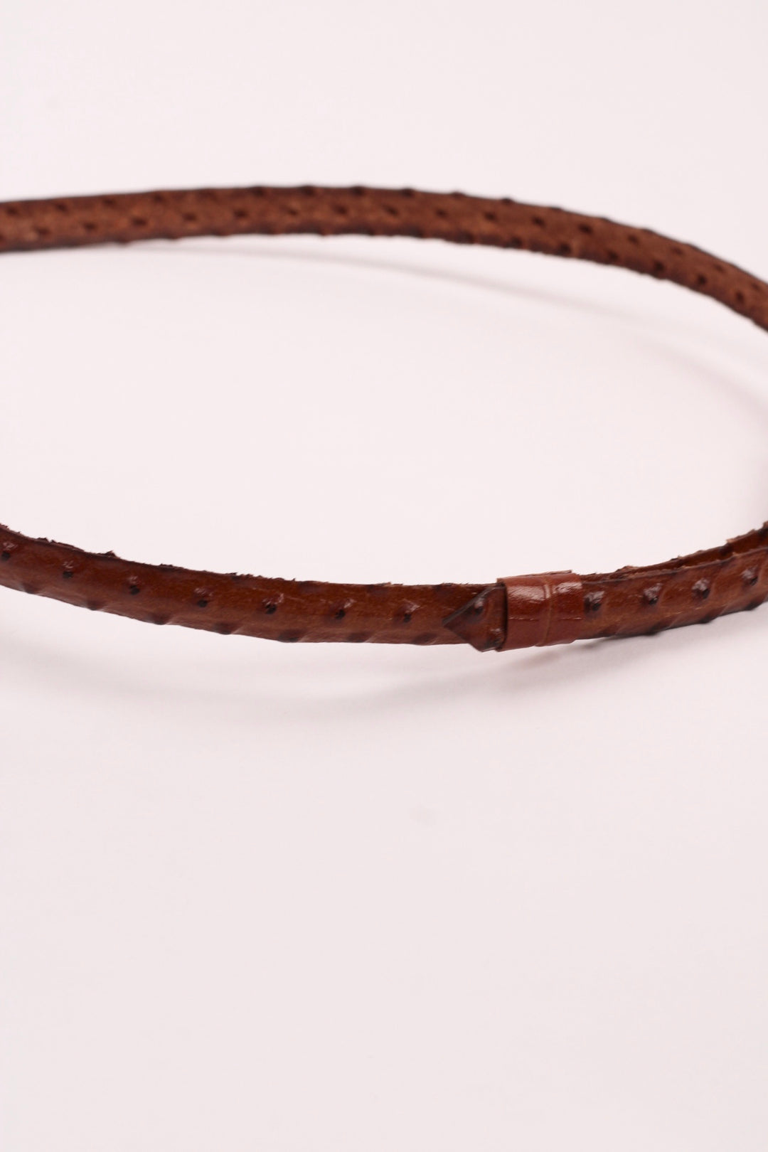 Leather Ostrich Hat Band  / Caramel